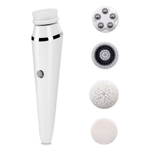 4 In 1 USB Rechargeable Electric Facial Cleansing Brush Soft Skin Care Portable Massager Face Brush Deep Cleaning Device
