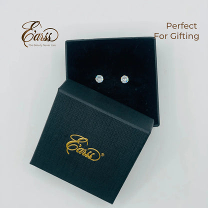 6 Mm Cubic Zirconia Round Gold Stud | Stainless Steel | 18K Gold Plated