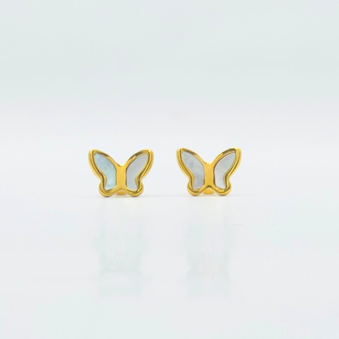 Butterfly White Gold Earring | Stainless Steel | 18K Gold Plated 30 Days Replacement Warranty