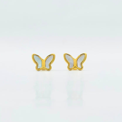 Butterfly White Gold Earring | Stainless Steel | 18K Gold Plated 30 Days Replacement Warranty