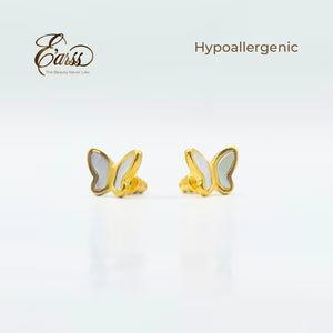 Butterfly White Gold Earring | Stainless Steel | 18K Gold Plated 30 Days Replacement Warranty