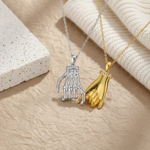 Elegant DesignerStyle HandinHand Couple Necklace Set