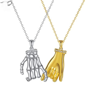 Elegant DesignerStyle HandinHand Couple Necklace Set
