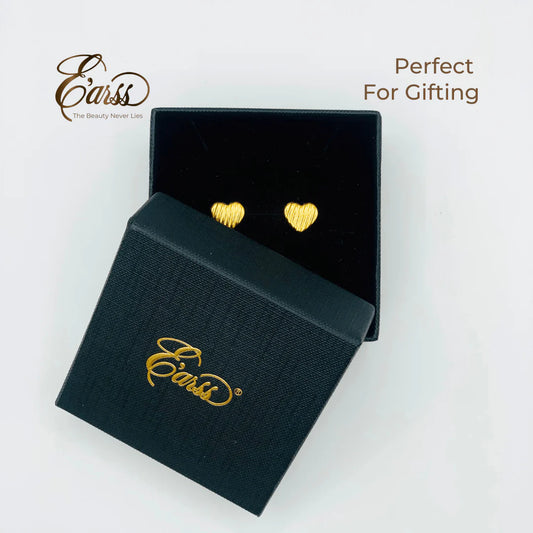 Heart Rib Gold Earrings | Stainless Steel | 18K Gold Plated