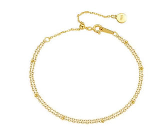 Simple Double-layer 925 Silver Plating 10K Yellow Bracelet For Women
