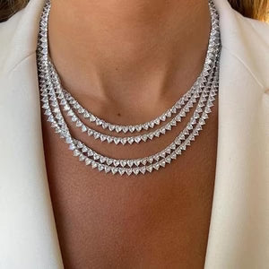 Womens Adjustable Multi-layer Twisted-rope Necklace With Diamond Accents